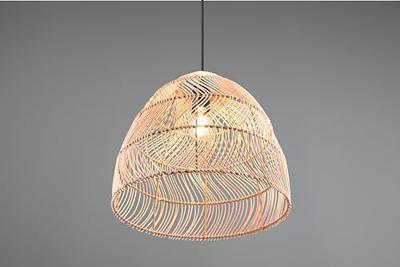 Trio HanglampRike zwart met rotan vlechtwerk - R31131036
