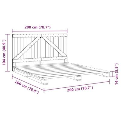 Bedframe met hoofdbord massief grenenhout 200x200 cm