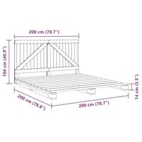 Bedframe met hoofdbord massief grenenhout 200x200 cm - thumbnail