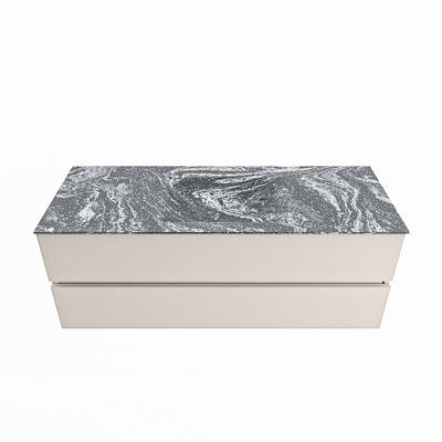 MONDIAZ VICA-DLUX 130cm badmeubel onderkast Linen 2 lades. Inbouw wastafel CLOUD midden zonder kraangat, kleur Lava.