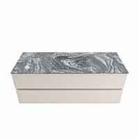 MONDIAZ VICA-DLUX 130cm badmeubel onderkast Linen 2 lades. Inbouw wastafel CLOUD midden zonder kraangat, kleur Lava. - thumbnail