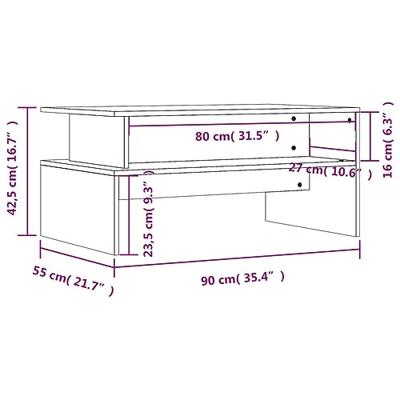 Salontafel 90x55x42,5 cm bewerkt hout wit Salontafel 90x55x42,5 cm bewerkt hout wit