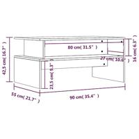 Salontafel 90x55x42,5 cm bewerkt hout wit - thumbnail