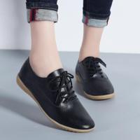 Platte bodem lichtgewicht mode casual Lace-up lederen schoenen voor vrouw (kleur: zwart maat: 36) - thumbnail