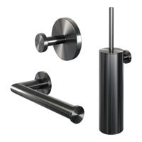 Toiletaccessoire Set Brauer Gunmetal 3-in-1 met PVD coating Geborsteld Gunmetal - thumbnail
