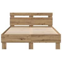 Bedframe artisanaal eikenkleurig 120 x 190 cm Bewerkt hout - thumbnail
