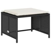 5-delige Tuinbankstel met kussens stapelbaar poly rattan zwart - thumbnail