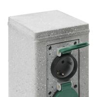 VidaXL Tuinstopcontact grondpin 4-wegs steen-look 16x16x29,5 cm grijs - thumbnail