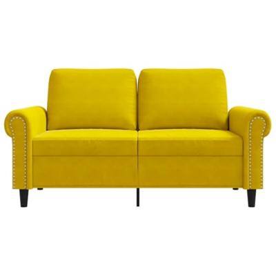 Tweezitsbank 120 cm fluweel geel