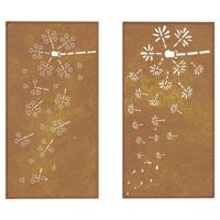 Wanddecoratie tuin 2 st bloemenontwerp 105x55 cm cortenstaal - thumbnail