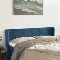 Hoofdbord met randen 147x16x78/88 cm fluweel donkerblauw - thumbnail