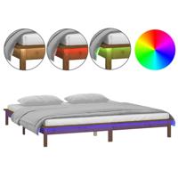 Bedframe LED massief hout honingbruin 140x190 cm - thumbnail