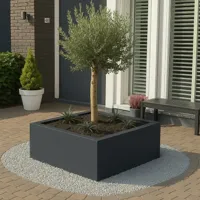 GLM plantenbak Lyon zonder bodem Grijs 75x75x40cm - thumbnail