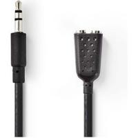 Stereo-Audiokabel | 3,5 mm Male - 2x 3,5 mm Female | 0,2 m | Zwart - thumbnail