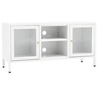 Tv-meubel 105x35x52 cm staal en glas wit - thumbnail