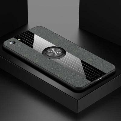Voor OPPO A83 XINLI stiksels doek Textue schokbestendig TPU beschermhoes met ring houder (grijs)