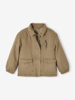 Gewatteerd meisjesjack met borduurwerk op de achterkant kaki - thumbnail