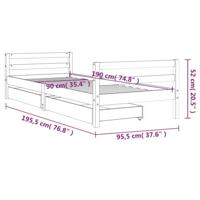 Kinderbedframe met lades 90x190 cm massief grenenhout wit - thumbnail