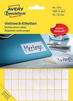 Avery Zweckform 3312 mini etiketten ft 18 x 12 mm (b x h), 1.800 etiketten, wit - thumbnail