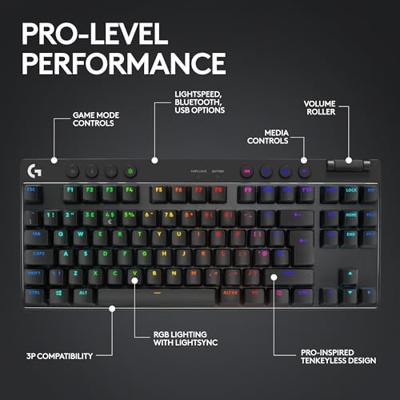 Logitech G Pro X TKL toetsenbord Draadloos Zwart - GL Tactile Logitech G Pro X TKL toetsenbord Draadloos Zwart - GL Tactile
