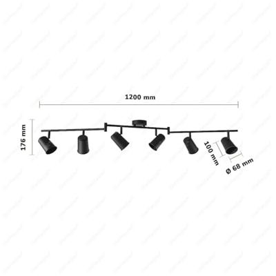 Riga - LED plafondlamp - 24 Watt 2070 lumen - 6 spots - 2700K Warm wit - Draaibaar en dimbaar - GU10 - Kantelbaar - Plafondspot - IP20 Voor binnen - Zwart Riga - LED plafondlamp - 24 Watt 2070 lumen - 6 spots - 2700K Warm wit - Draaibaar en dimbaar - GU10 - Kantelbaar - Plafondspot - IP20 Voor binnen - Zwart
