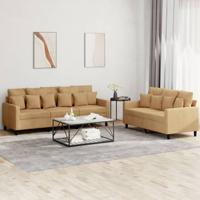 3-delige Loungeset met kussens fluweel bruin - thumbnail