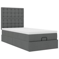 Ottoman bed met matras en LED's 180x200cm stof donkergrijs - thumbnail