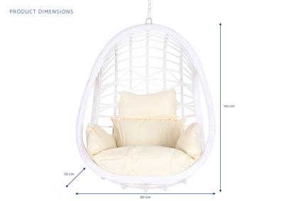 Hangende tuinstoel DKD Home Decor 90 x 70 x 110 cm Metaal Synthetische rotan Wit
