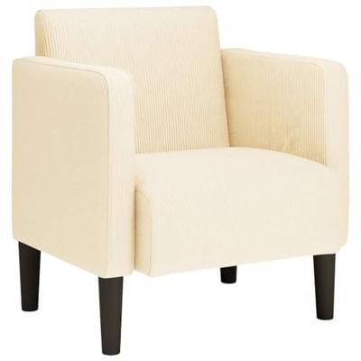 Fauteuil met armleuningen 54 cm corduroy stof crmekleurig - thumbnail