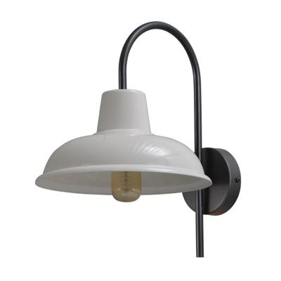 Masterlight Retro witte muurlampIndustria 33cm zwart met witte kap - 3045-05-06-06