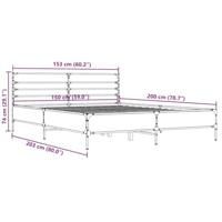 Bedframe bewerkt hout metaal bruin eikenkleur 150x200 cm - thumbnail