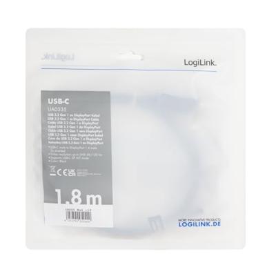 LogiLink UA0335 USB-C-displaykabel USB-C / DisplayPort Adapterkabel USB-C stekker, DisplayPort-stekker 1.80 m Zwart LogiLink UA0335 USB-C-displaykabel USB-C / DisplayPort Adapterkabel USB-C stekker, DisplayPort-stekker 1.80 m Zwart