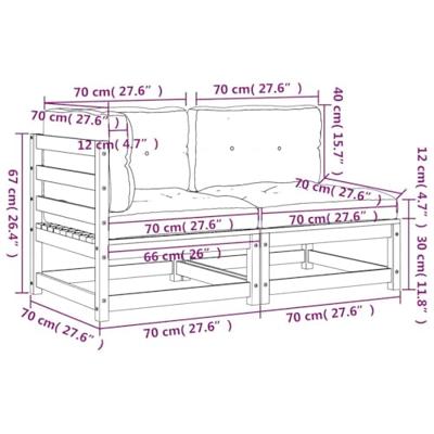 Tuinbank 2-zits met kussens massief grenenhout wit Tuinbank 2-zits met kussens massief grenenhout wit