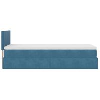 Ottoman bed met matras en LED's 90x200cm fluweel donkerblauw - thumbnail