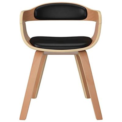 Eetkamerstoelen 2 st gebogen hout en kunstleer zwart Eetkamerstoelen 2 st gebogen hout en kunstleer zwart