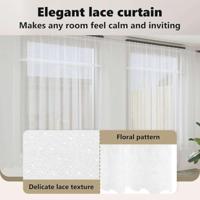 VidaXL Kantgordijn met gordijnen bloemen wit 280 x 900 cm polyester - thumbnail