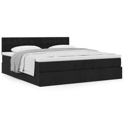 Ottoman bed met matras 200x200 cm stof zwart