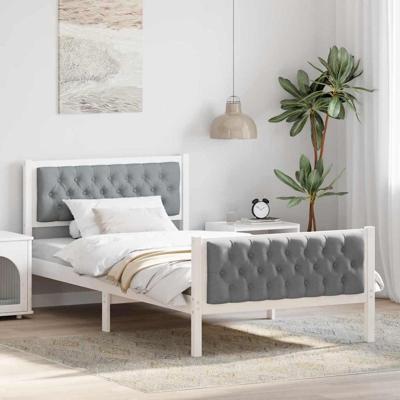 Bedframe met hoofdeinde Lichtgrijs 100 x 200 cm Stof Bedframe met hoofdeinde Lichtgrijs 100 x 200 cm Stof