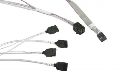 Supermicro CBL-SAST-0616 50cm Mini-SAS HD naar 4x SATA interne kabel w/50cm SB