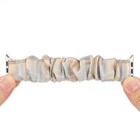 Elastisch scrunchie nylon bandje - Khaki / Lichtblauw - Geschikt voor Apple Watch 38mm / 40mm / 41mm / 42mm - thumbnail