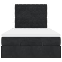 Ottoman bed met matrassen 90x190cm fluweel zwart - thumbnail