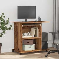Computerbureau 80x50x75 cm bewerkt hout oud houtkleurig - thumbnail