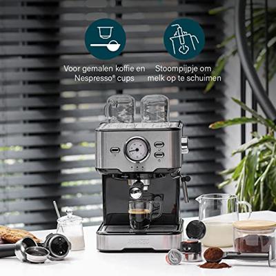 Princess 01.249412.01.001 Capsulemachine RVS, Zwart Nespresso - thumbnail