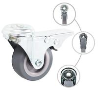 VidaXL Zwenkwielen met boutgaten en dubbele remmen 4 st 50 mm - thumbnail