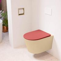 MONDIAZ LAVIE hangend toilet single fire rimless diepspoel Sand, Toiletzitting met quick-release & softclose Fire - thumbnail