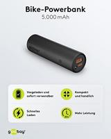 Goobay Goobay 60656 Powerbank für Fahrrad 5000 mAh Bike Fahrradhalterung USB Buchse PD Powerbank 5000 mAh Li-ion Zwart Statusweergave, LED-zaklamp - thumbnail