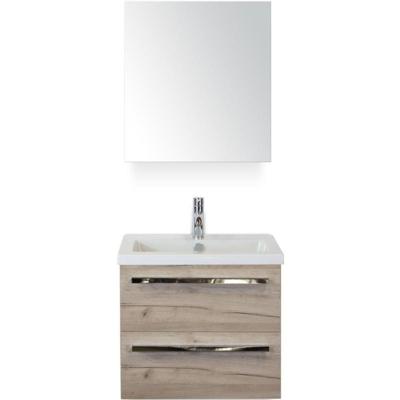 Seville Badmeubelset 60 cm - Craft Oak - Keramische Wastafel Wit Djazz met Spiegelkast