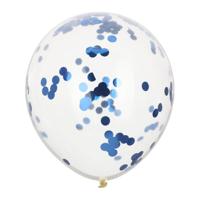 Ballonnen met Blauwe Confetti, 8st. - thumbnail