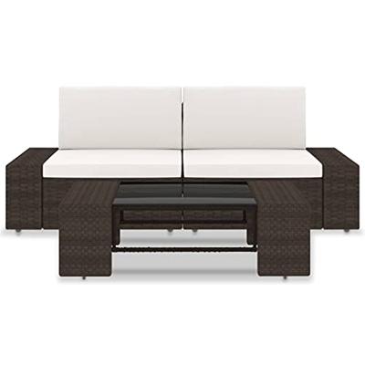 3-delige Loungeset poly rattan bruin