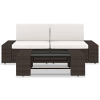 3-delige Loungeset poly rattan bruin - thumbnail